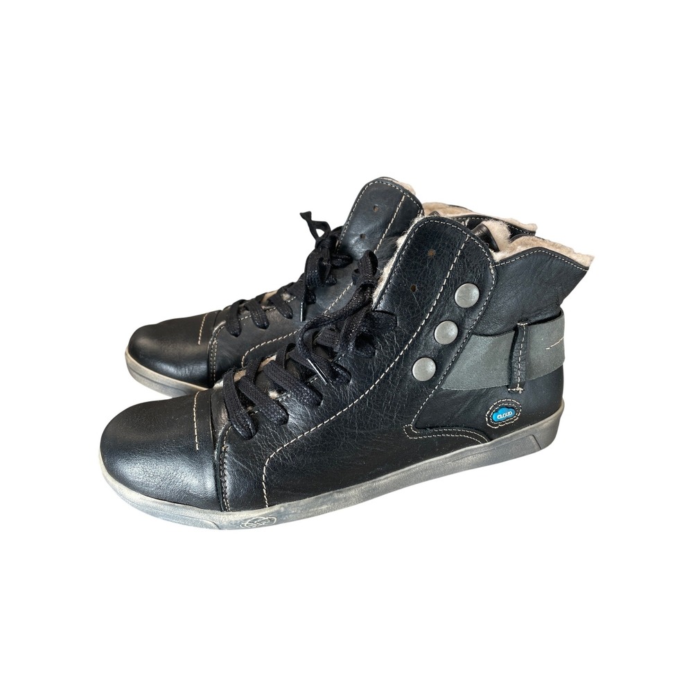 Cloud Footwear Black Leather Wool Lined‎ High Top Sneakers Made in Portugal 41